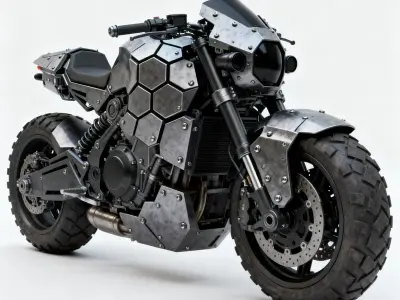 Realistic Heavy Armored Motorcycle 3D Model Low-poly 3D model