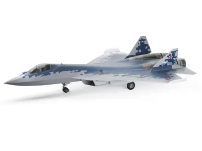 SU 57 Stealth Jet Fighter Pixel Camouflage 3D model
