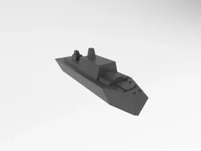 Cartoon Simple Warship v1 001 Low-poly 3D model