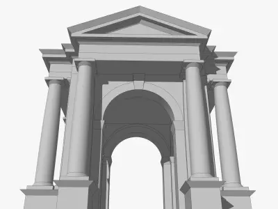 Arched portico in the mas  Tuscan order   Column gazebo Low-poly 3D model
