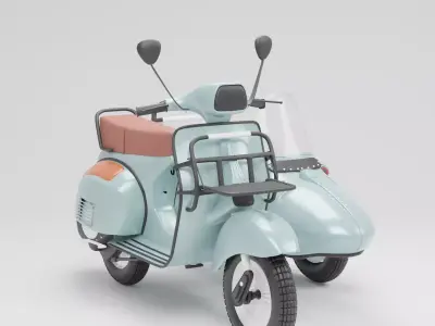 Vespa Sprint  With Sideca Low-poly 3D model