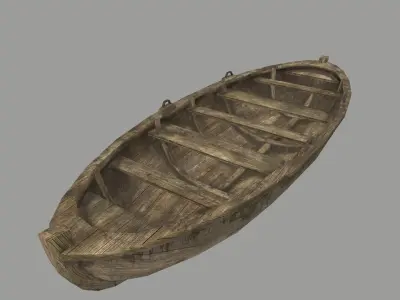 boat 4 wooden Low-poly 3D model