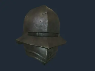 Medieval Helmet Low-poly 3D model 7
