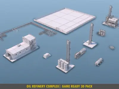 Refinery  Complex - Pack Low-poly 3D model