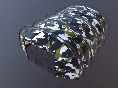 Military tent snow camo great for base - Low-poly 3D model Low-poly 3D model
