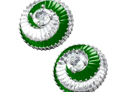 Antique Baguette Diamond Helix Earring 3D print model