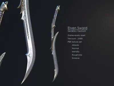 Elven Sword Low-poly 3D model purchase