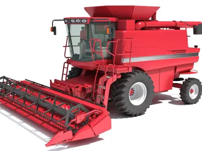 Red Combine Harvester 3D model buy
