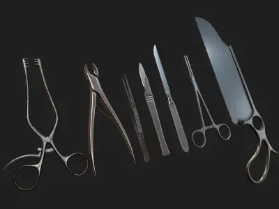 Antique Surgical Tools - PBR Game Ready Low-poly 3D model