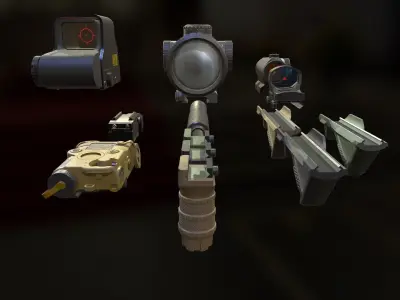 Weapon mods pack Low-poly 3D model