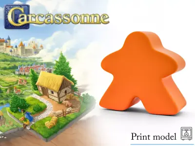Stylized Orange Meeple  Low Poly Board Game Asset  01 Free 3D print model