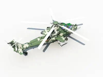 Chinese military weapons armored armed helicopters 3D model
