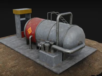 Fuel Tank with Pump Low-poly 3D model