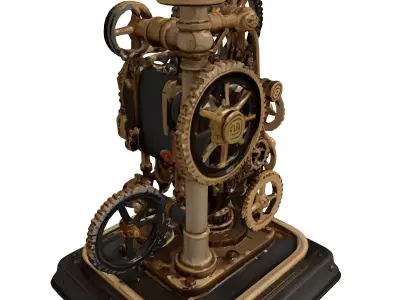 Intricate Steampunk Gear Engine Mechanism 3D model