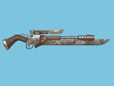 Sniper Gunblade 03 Rust Destroyed - Character SciFi Design Low-poly 3D model