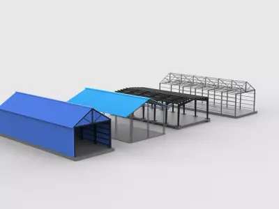  Industrial Metal Hangar set  3D model
