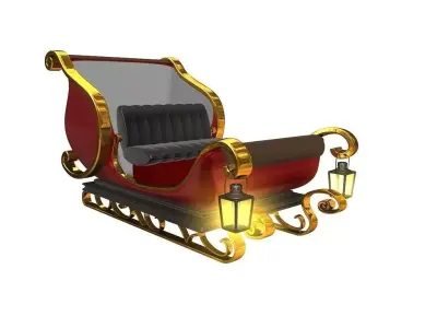 Sleigh 3D model santa 3D model
