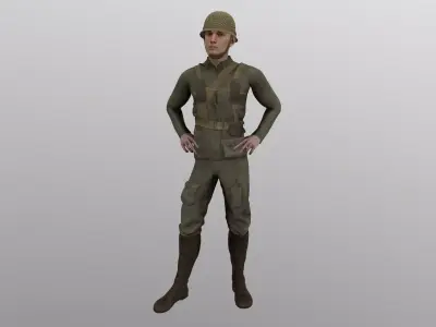 WW2 Soldier Man - Maya Rig - High Quality Textured 3D model