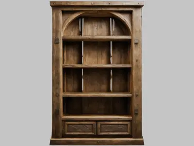 Wooden closet Medieval Furniture tall interior decor  Low-poly 3D model