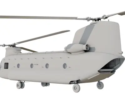 CH-47A Transport Helicopter with Cockpit Game Model Low-poly 3D model