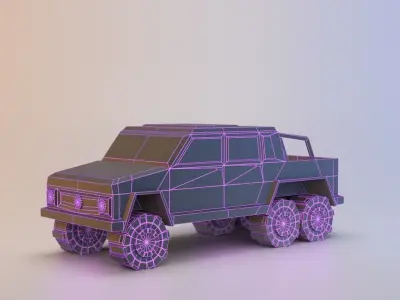6x6 Pickup Truck Low-poly 3D model