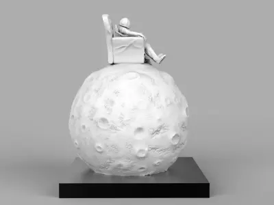 SPACEMAN ON MOON WITH BONG 3D PRINTING DIORAMA 3D print model