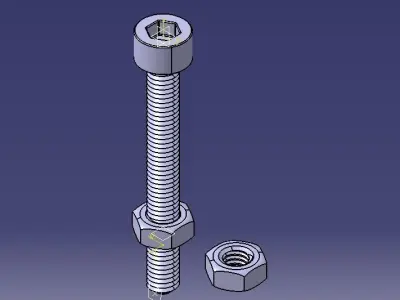 M5 x 40mm Full Thread Cap Head Bolt 3D print model