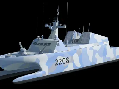 Type 022 missile boat 3D model 3D model