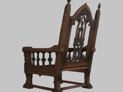 Medieval Wooden Chair Low-poly 3D model purchase