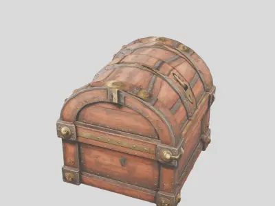 mighty wooden treasure chest Low-poly 3D model