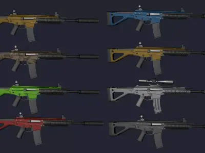 Low Poly Weapons gun with scope Low-poly 3D model
