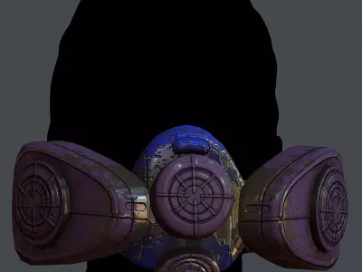 Gas mask helmet 3d model scifi Low-poly  Low-poly 3D model 30