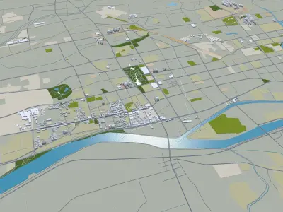 Laiwu Jinan Shandong China 30km Free low-poly 3D model
