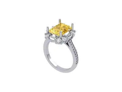 Emerald Art Deco Ring 3D print model 29