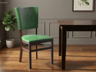 Wooden Dining Chair with Upholstery 3D model