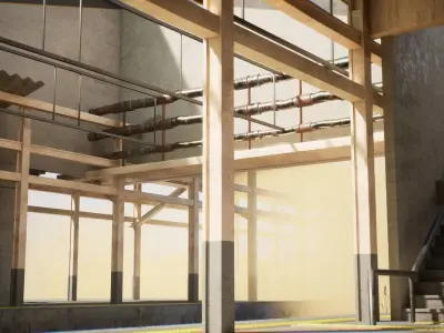 Modern Train Station 33 Assets Low-poly 3D model