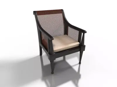 Dark Ash Cane Bergere Chair Low-poly 3D model