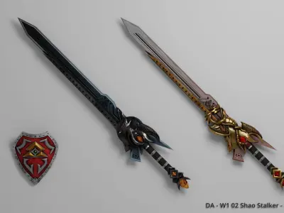 DA W1 01 Twylin Blade - dual wield sword with buckler Low-poly 3D model
