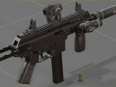 B and T APC PRO 9mm with suppressor and Surefire x400rv Low-poly 3D model