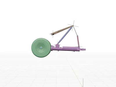 Simple landing gear rigged 3D model