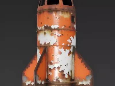 Realistic Rusty Rocket 3D Model Low-poly 3D model