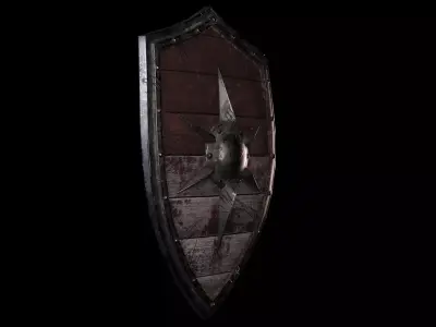 Old Shield damaged Low-poly 3D model
