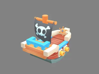 Cartoon Corsair Low-poly 3D model