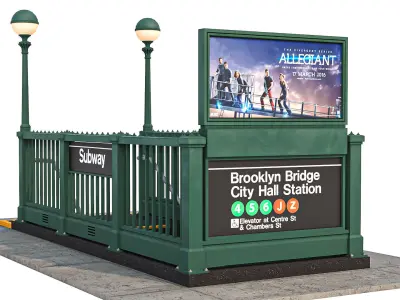 NYC Subway Entrance PBR 01 Low-poly 3D model
