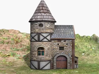 Medieval House Low-poly 3D model 20