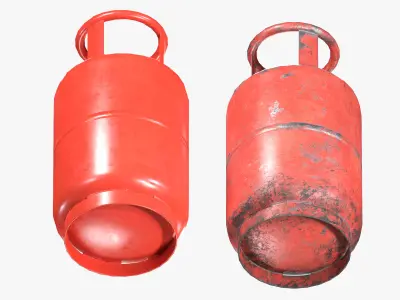 Red LPG Gas Cylinder Low-poly 3D model