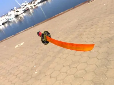 Katana orange samurai sword 3D model
