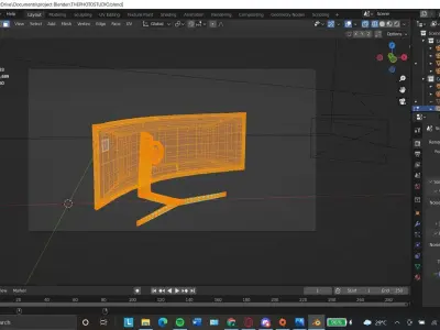 low poly Curved monitor Free 3D model