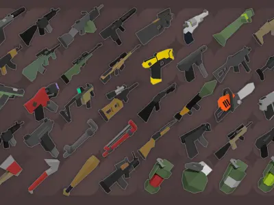 SImple Weapons 100x - lowpoly pack Low-poly 3D model