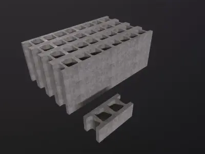 Cinder Blocks 3D Model Low-poly 3D model